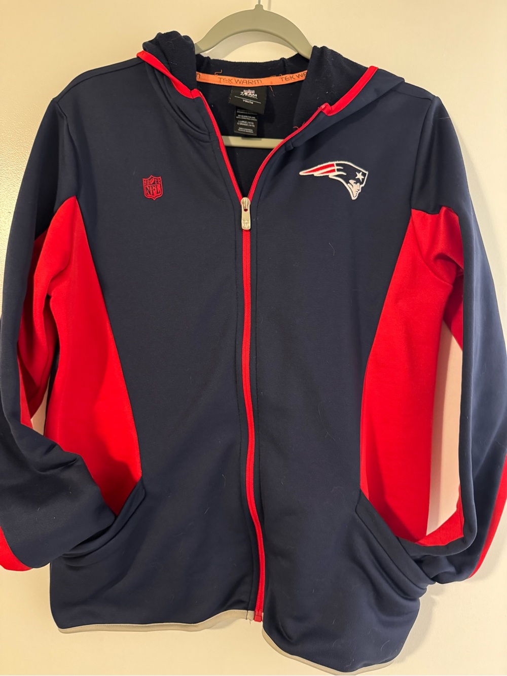 NFL Kids Navy & Red Full-Zip Patriots Hoodie